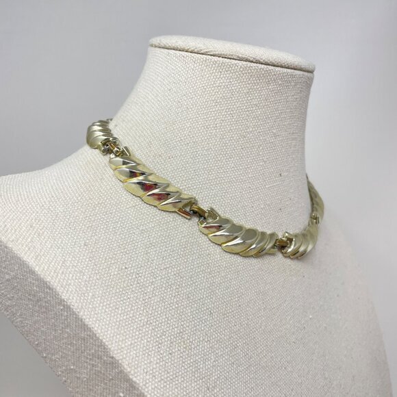 Vintage Choker‎ Necklace Silver-Tone Chunky Retro Simple Geometric - Picture 3 of 8
